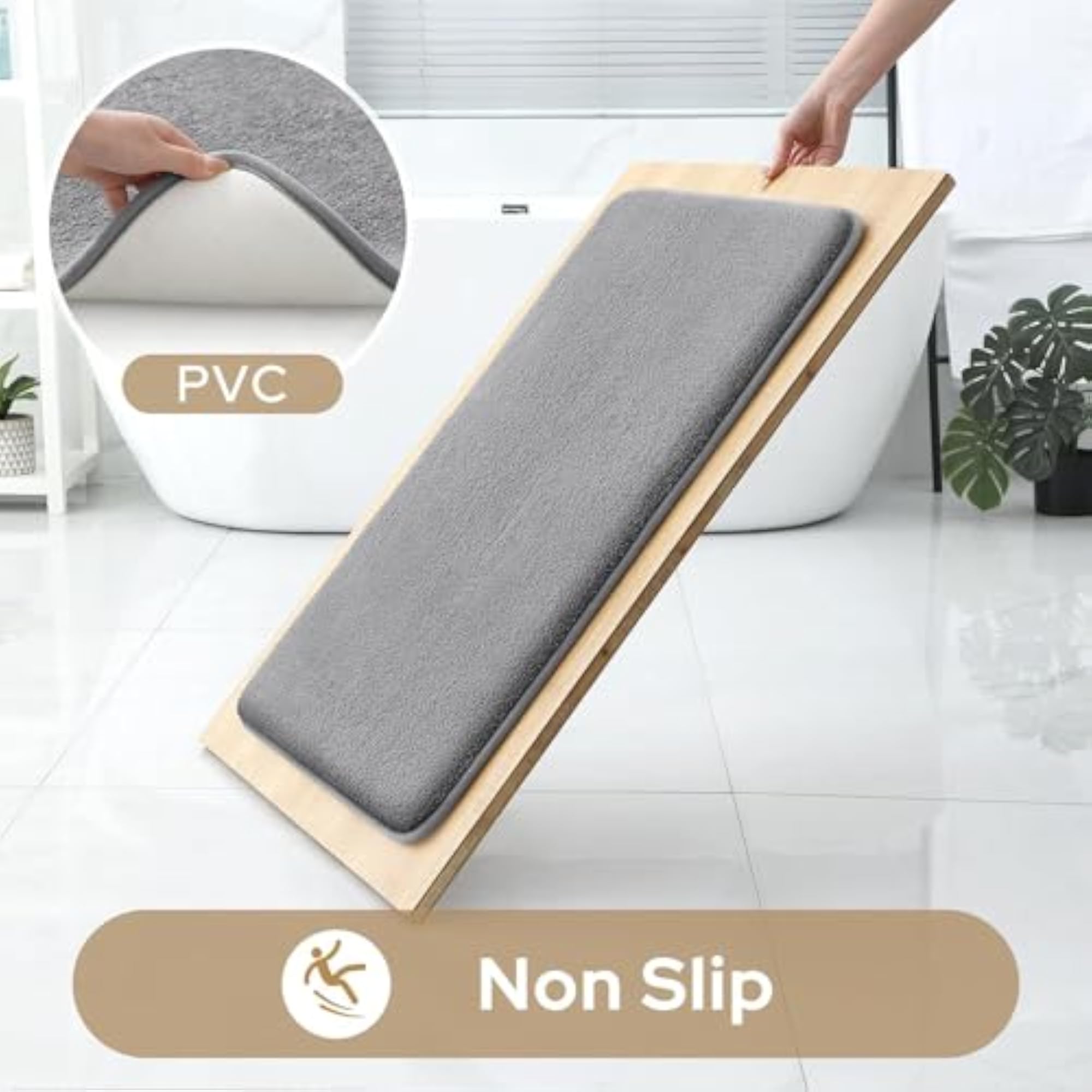 Memory Foam Bath Mat, Soft Absorbent Non-Slip Rug for Bathroom
